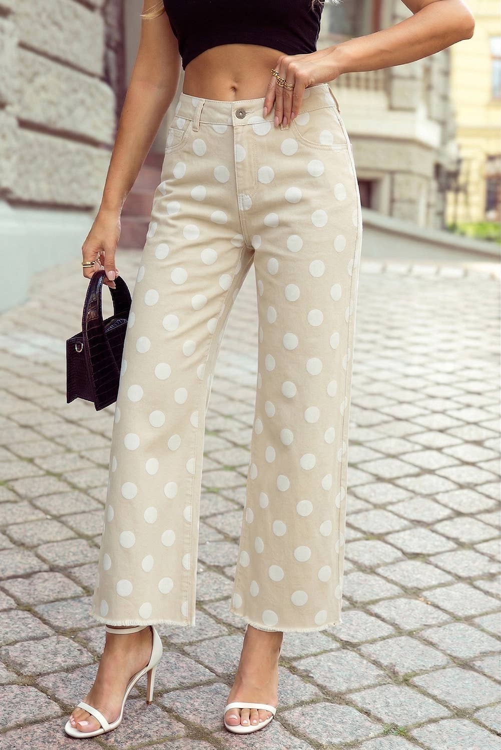 Spring 2026 Leopard Frayed Edge Wide Leg High Waist Jeans