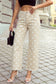 Spring 2026 Leopard Frayed Edge Wide Leg High Waist Jeans