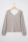 Bow Back Ribbed Knit V Neck Long Sleeve Top