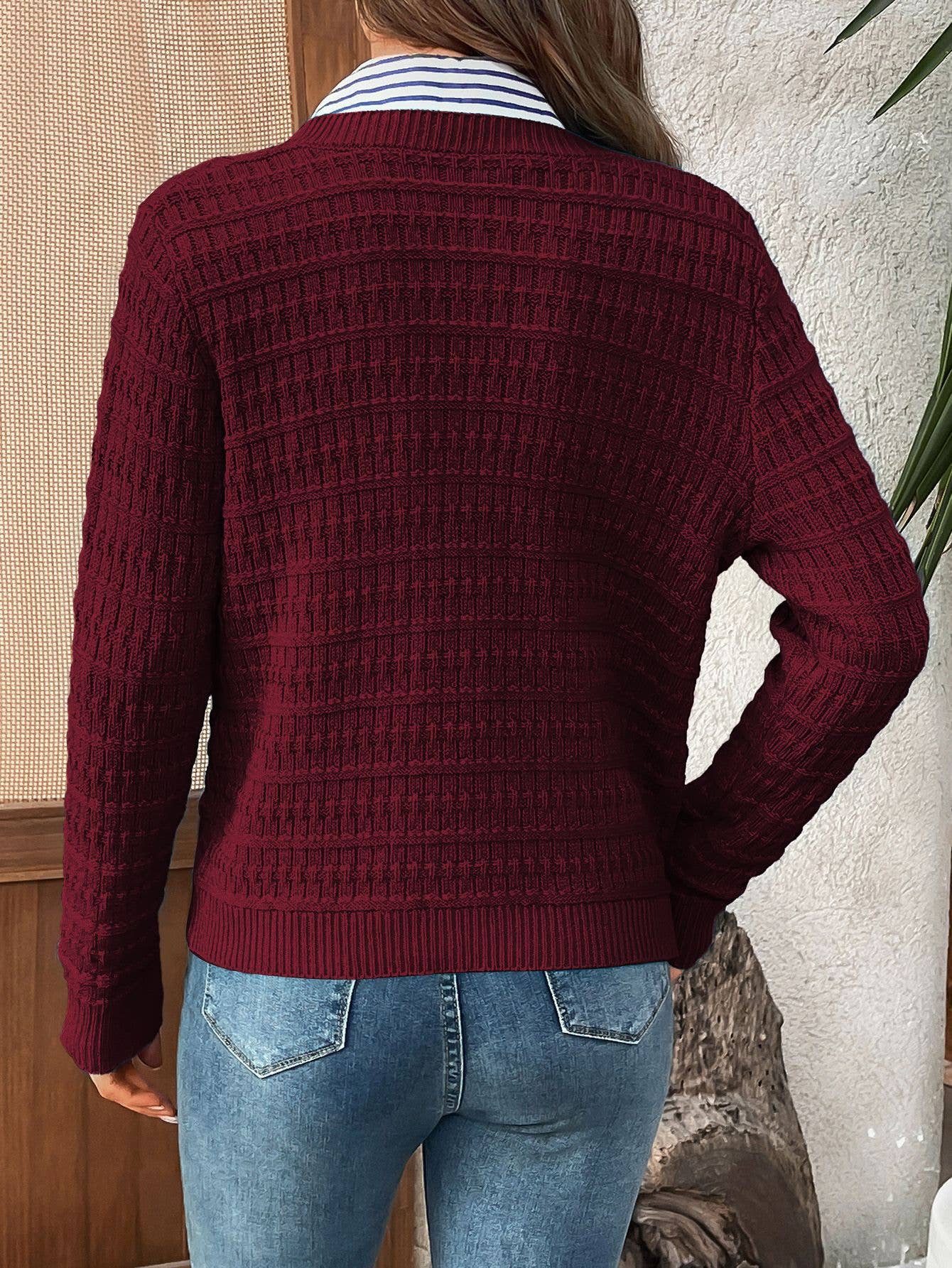 Solid Color Button-Down Knit Cardigan Casual Sweater