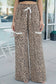 Animal Print Wide Leg Terry Knit Pants