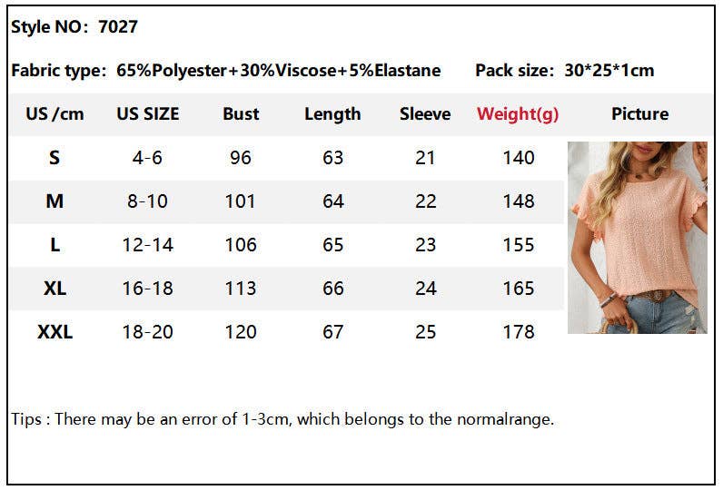 Crewneck Short-Sleeve Hollow-Out Top