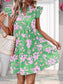 Pink Blossom Flutter-Sleeve Tiered Mini Dress