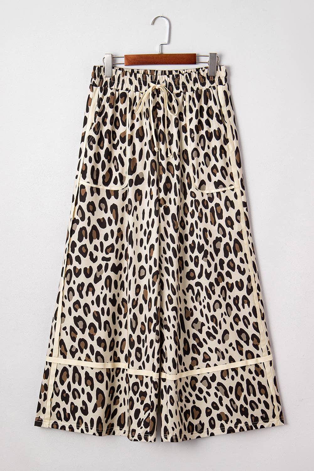 66 Khaki Leopard Wide Leg Cropped Pants (S-XL