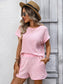Striped Short Sleeve Top & Shorts Lounge Set