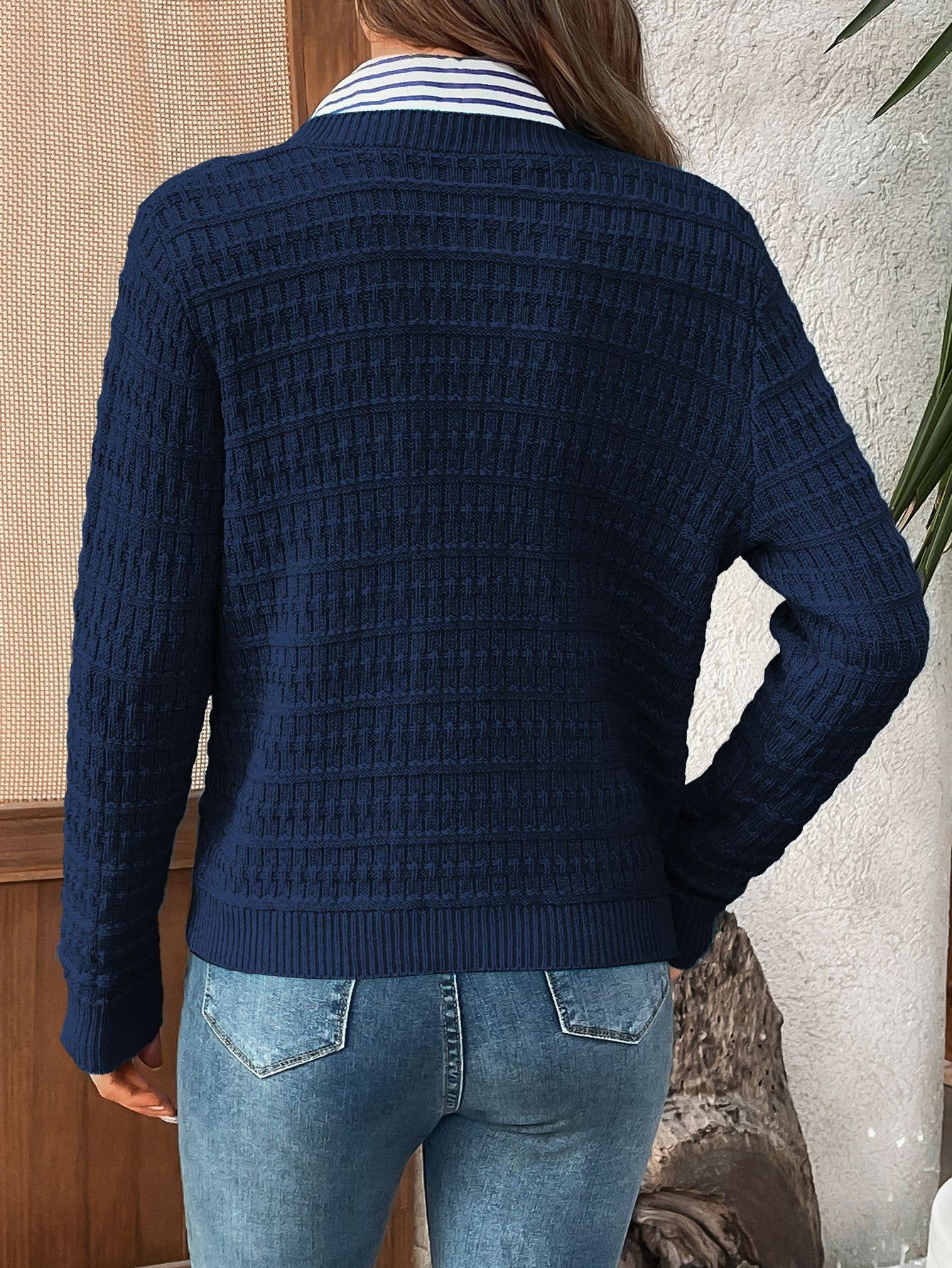 Solid Color Button-Down Knit Cardigan Casual Sweater