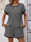 Striped Short Sleeve Top & Shorts Set