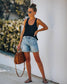 High Waist Folded Hem Denim Shorts SKS6627