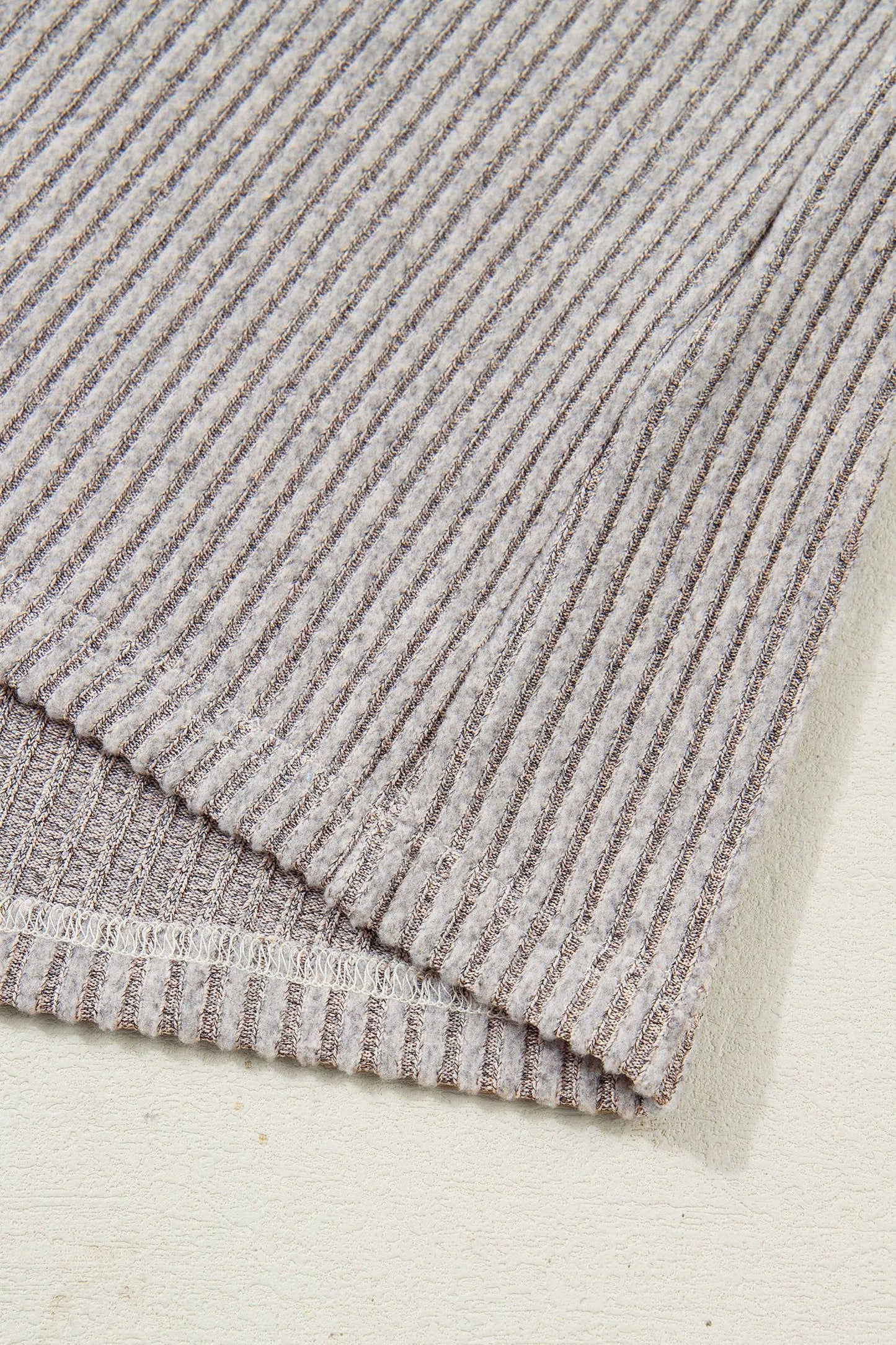 Bow Back Ribbed Knit V Neck Long Sleeve Top