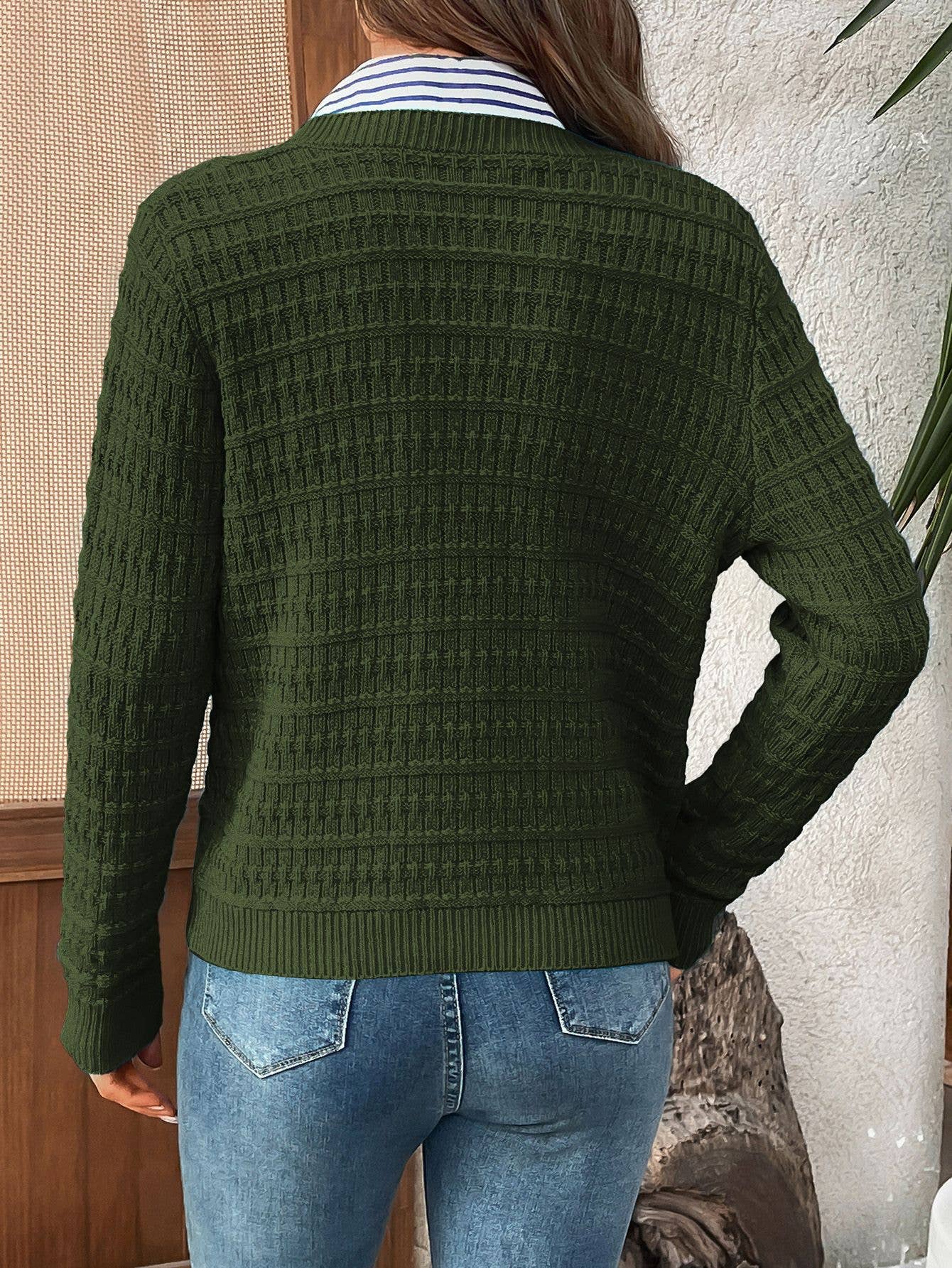 Solid Color Button-Down Knit Cardigan Casual Sweater