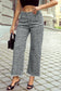Spring 2026 Leopard Frayed Edge Wide Leg High Waist Jeans