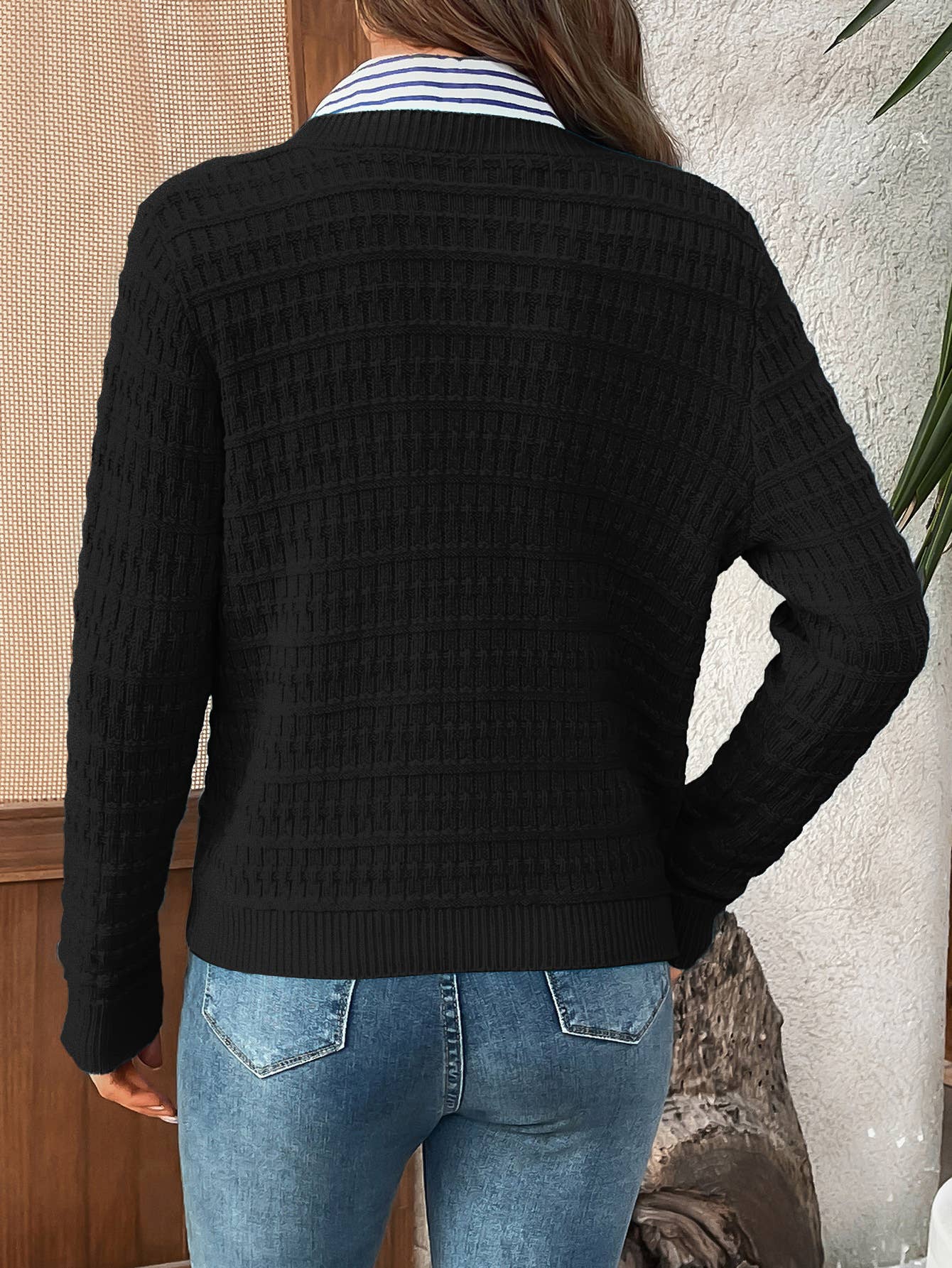 Solid Color Button-Down Knit Cardigan Casual Sweater
