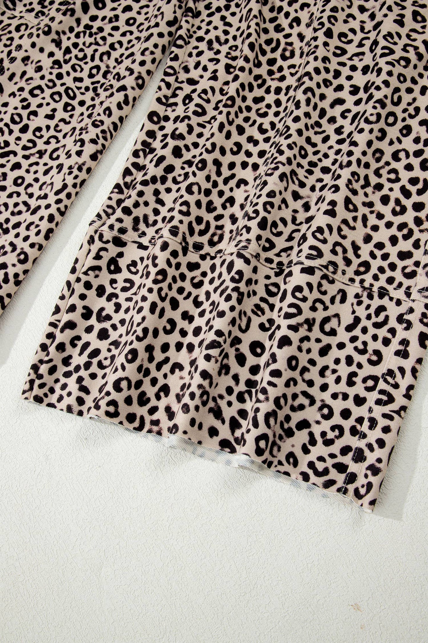 Animal Print Wide Leg Terry Knit Pants