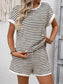 Striped Short Sleeve Top & Shorts Lounge Set