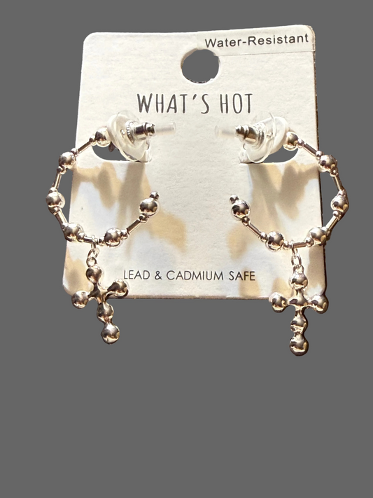 ✨ “Faith & Shine Beaded Cross Hoops” ✨