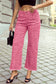 Spring 2026 Leopard Frayed Edge Wide Leg High Waist Jeans