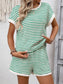 Striped Short Sleeve Top & Shorts Lounge Set