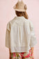 EYELET LACE HEM QUARTER SLEEVES SOLID SHIRT TOP