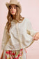 EYELET LACE HEM QUARTER SLEEVES SOLID SHIRT TOP