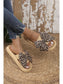 Contrast Leopard Bow Decor Casual Comfort Slippers