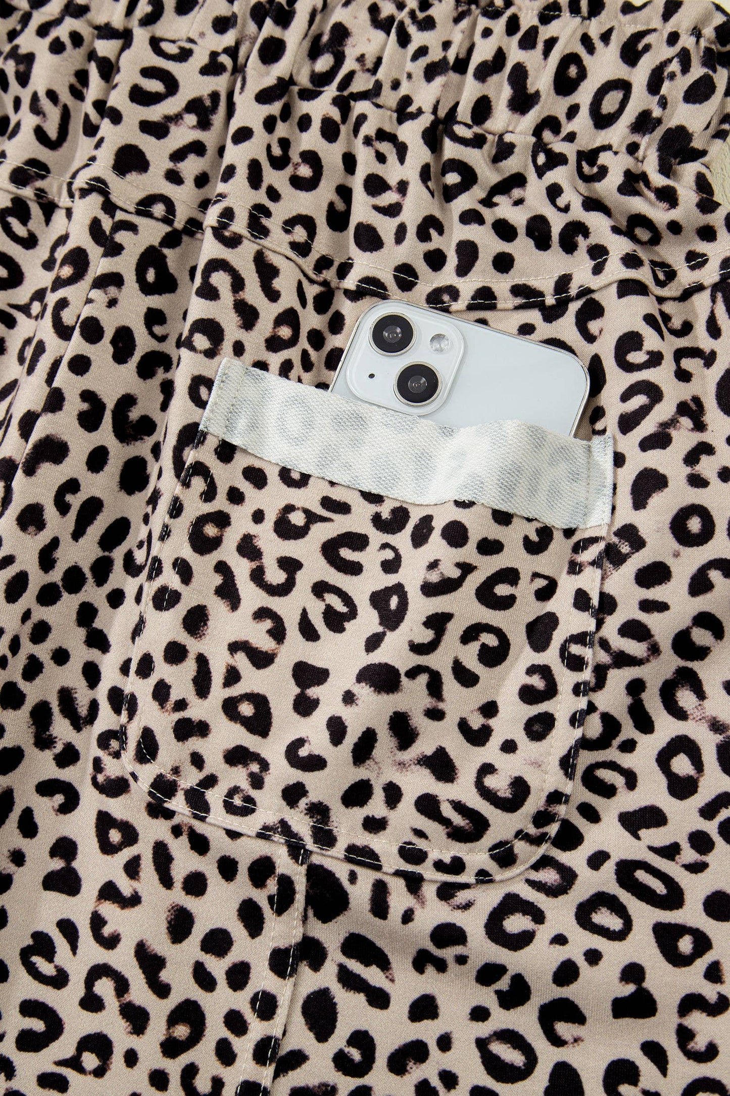 Animal Print Wide Leg Terry Knit Pants