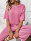 Mint Knit Lounge Set Short Sleeve Top Wide Leg Pants