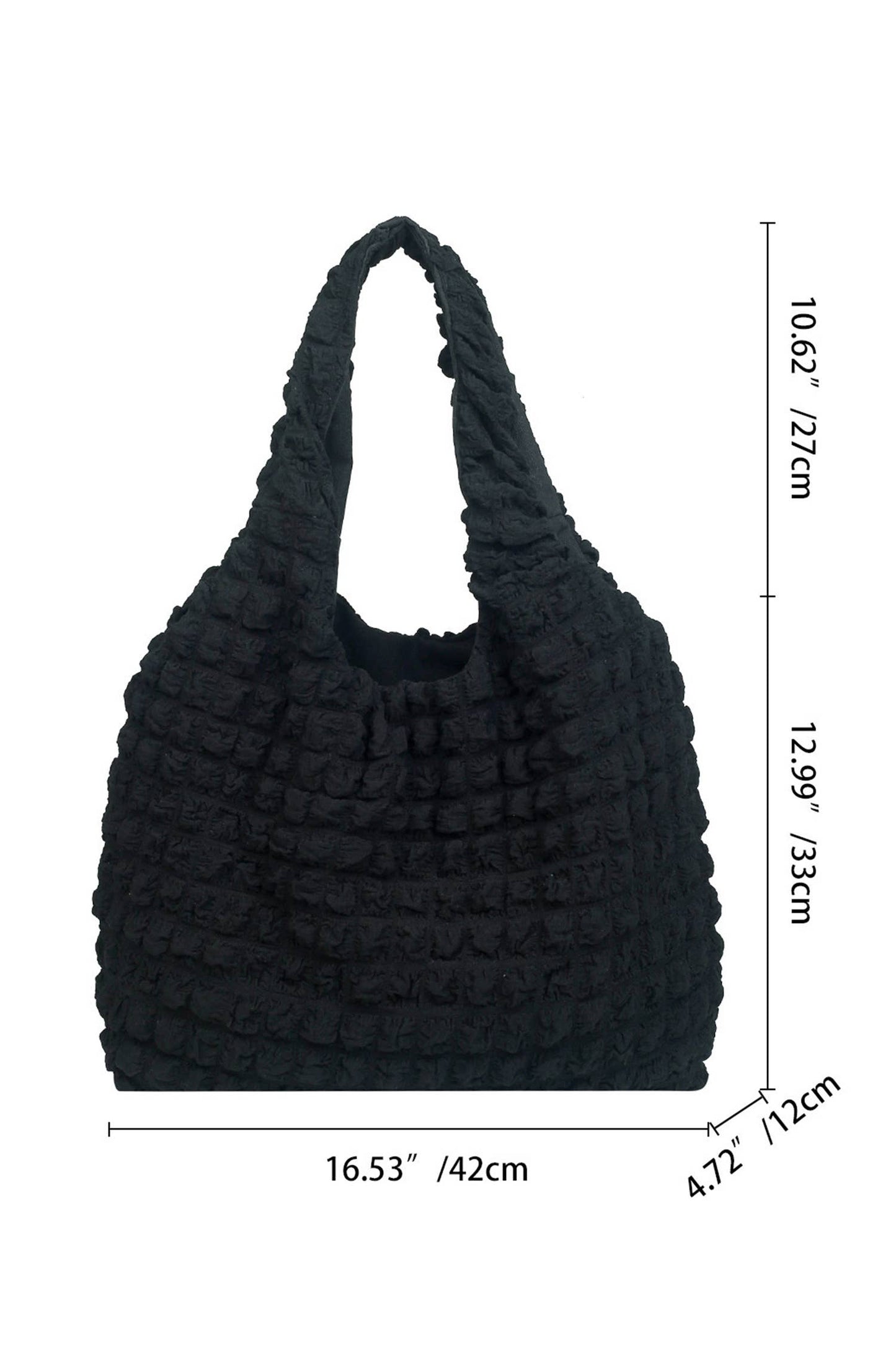 Solid Bubble Textured Large Tote Bag