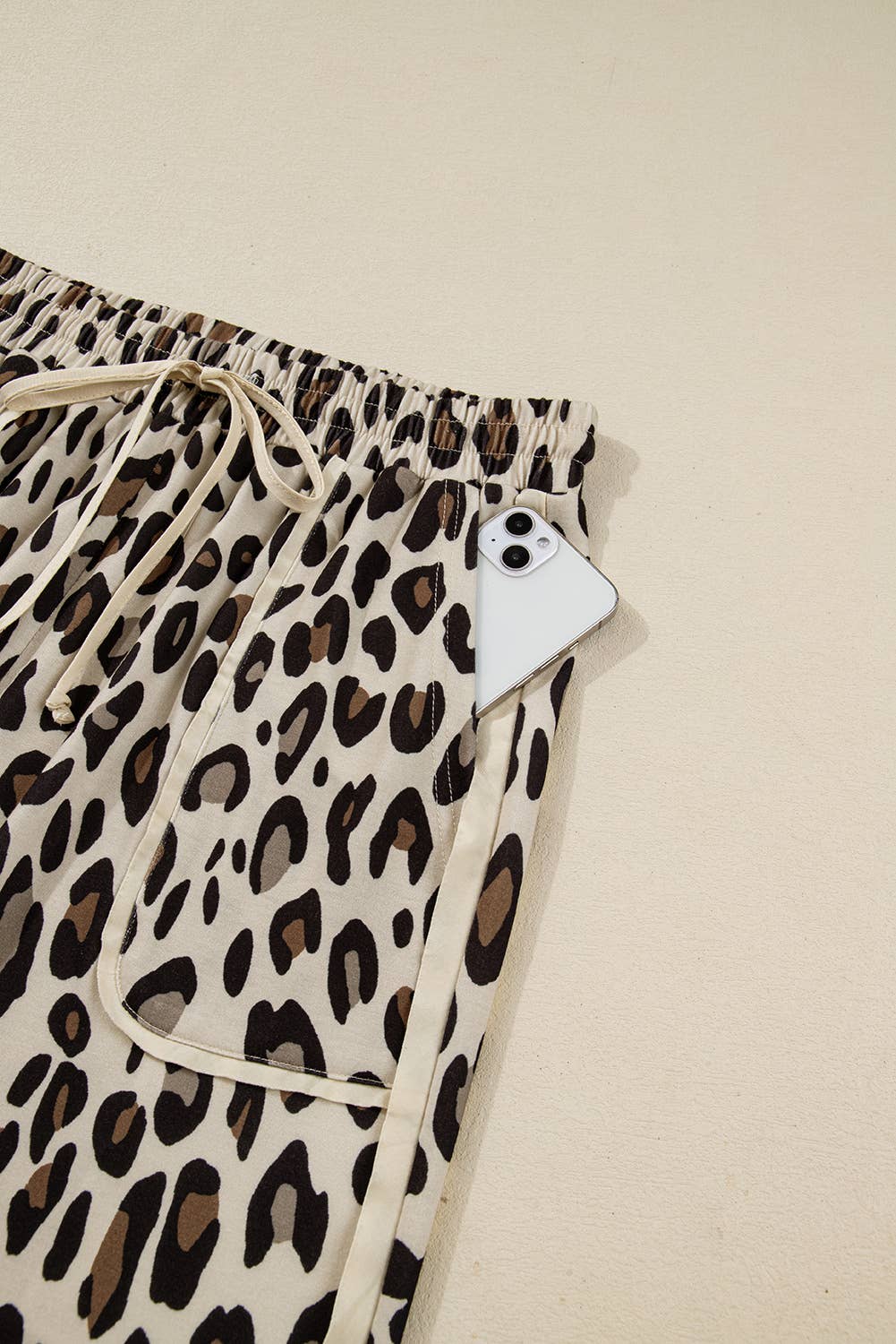 66 Khaki Leopard Wide Leg Cropped Pants (S-XL