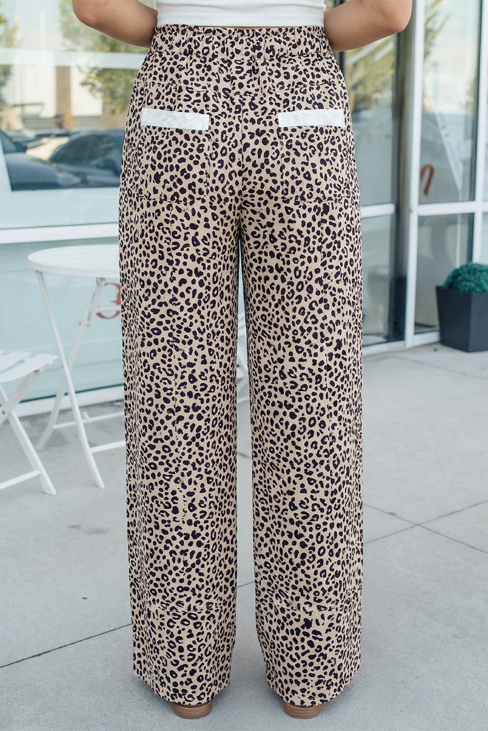 Animal Print Wide Leg Terry Knit Pants