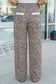 Animal Print Wide Leg Terry Knit Pants