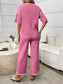 Mint Knit Lounge Set Short Sleeve Top Wide Leg Pants