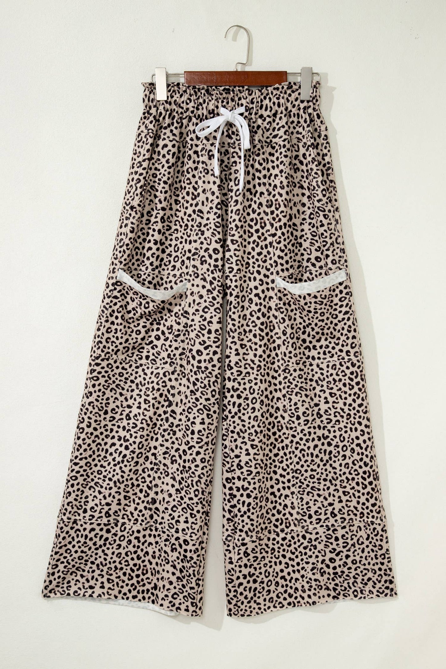 Animal Print Wide Leg Terry Knit Pants