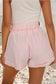 Floral Trim Ribbon Knot Striped Casual Shorts