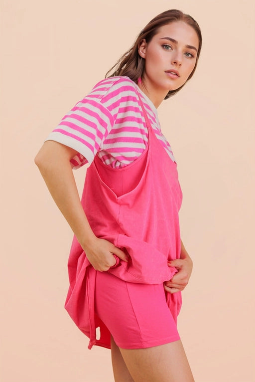 Mineral Washed Knit Mini Dress with Shorts Inside