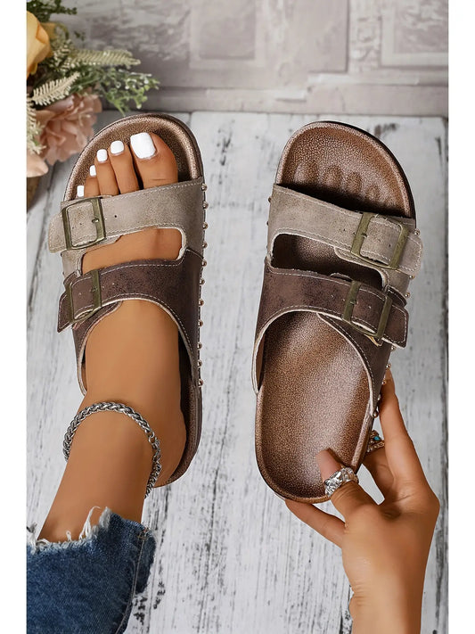 Western Suede Rivet Hollow Out Pu Leather