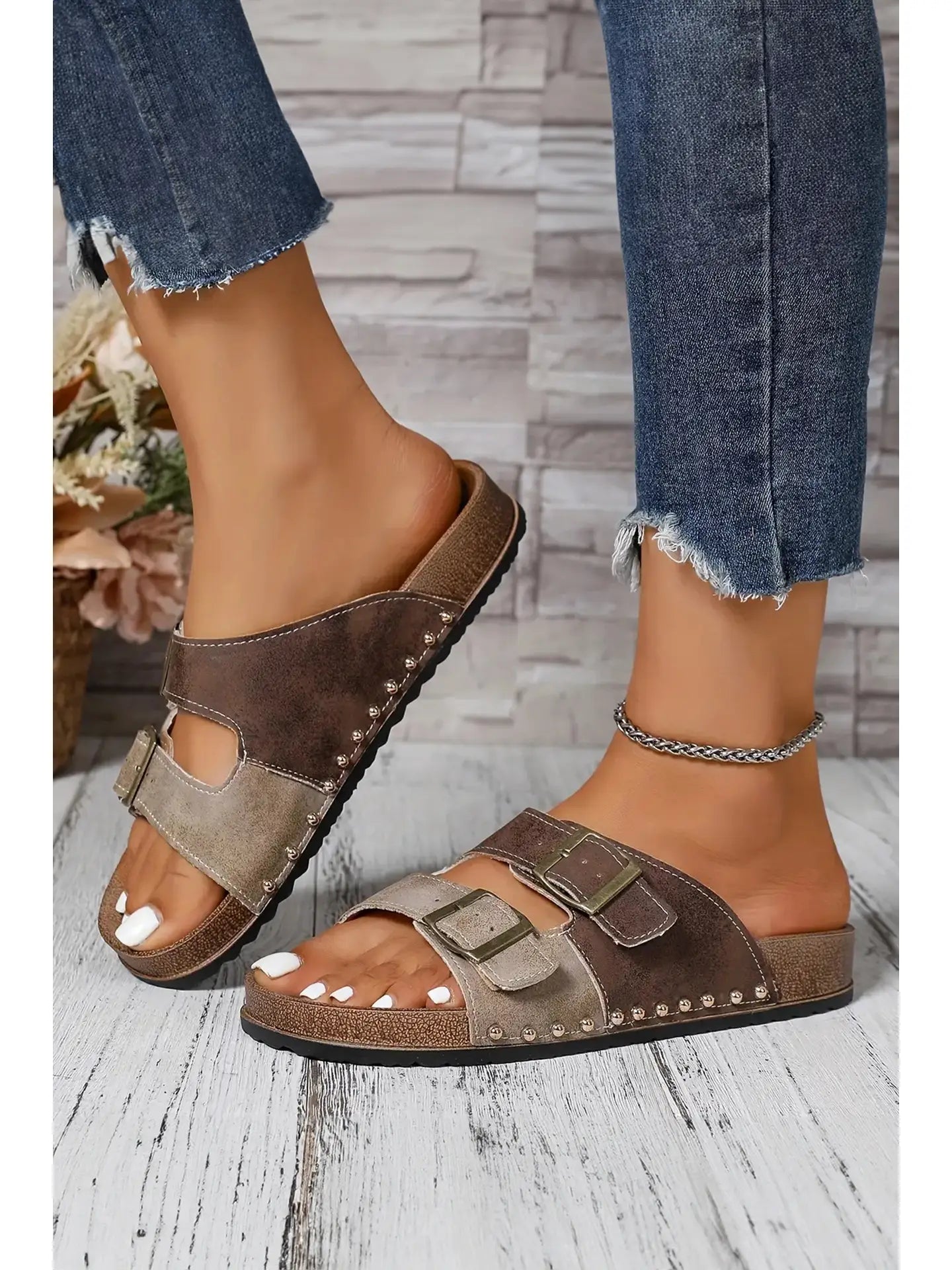 Western Suede Rivet Hollow Out Pu Leather